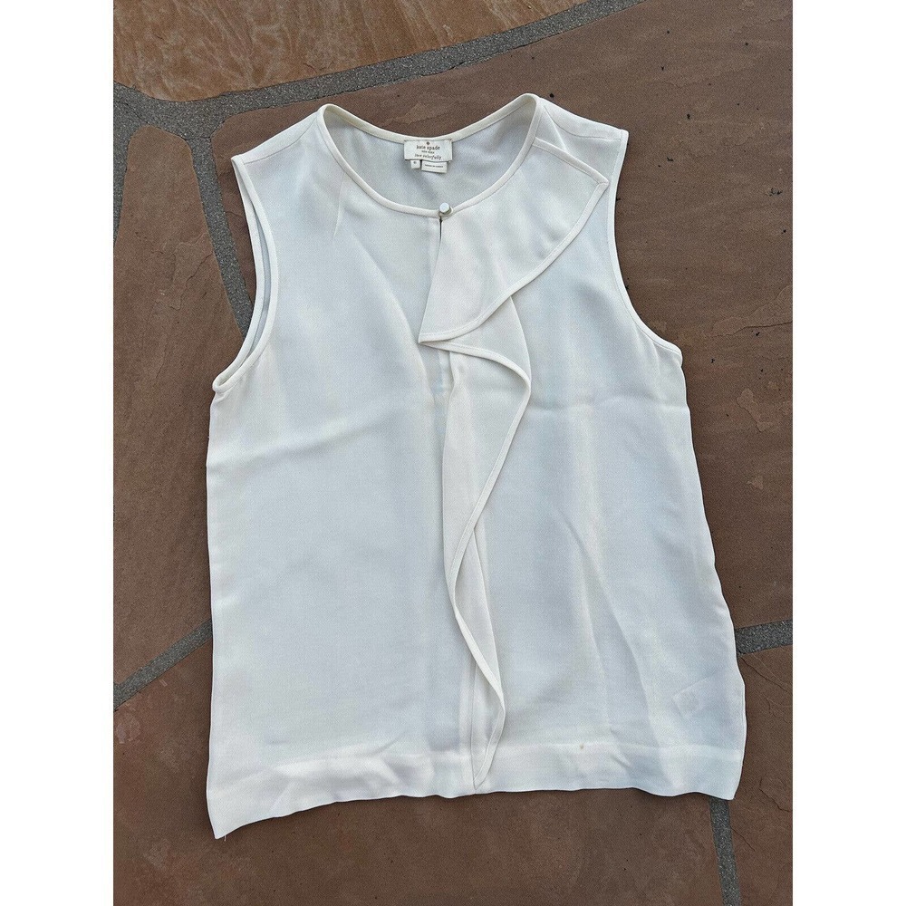 Kate Spade New York Ivory Ruffle detail Viscose Blouse, Small 4-6